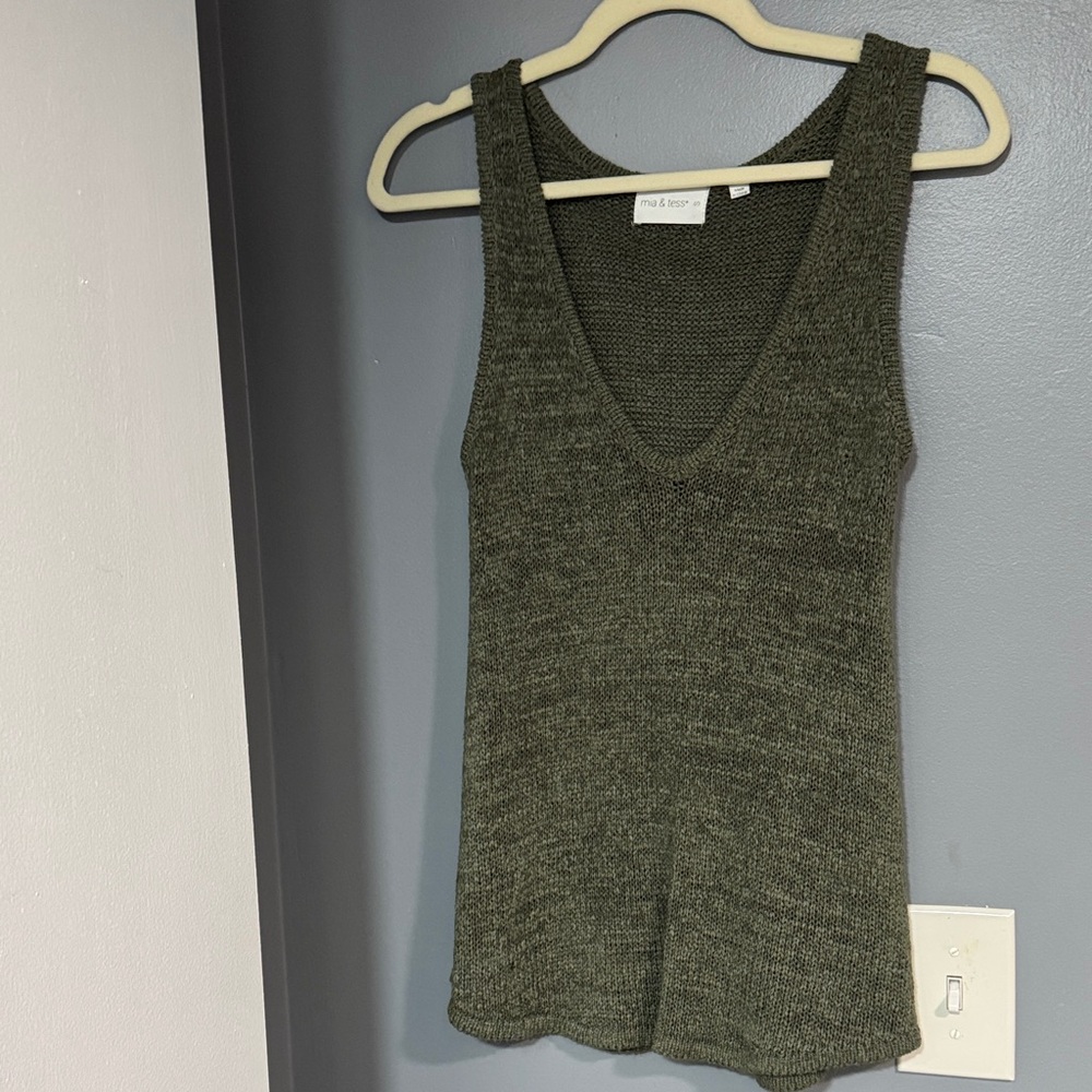 The Kooples Dark Green Knit Tank Top